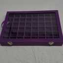 Velvet Jewelry Tray 48 Grid Jewelry Display Tray Organizer Box with Transparent Lid Rings Earrings Necklaces Pendants Display Box Suitable for Women and Girls, (Purple)