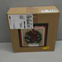 ATDAWN 3 Pack Mini Christmas Wreath, Lighted Christmas Front Door Wreath, Xmas Wreath for Holiday Christmas Party Decorations (Plaid Bow)