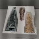 Velvet Christmas Tree Figurines Set of 3 - Tabletop Christmas Tree Figurine Decorations for Indoor Statues Decorative Fireplace Holiday Centerpieces Gifts (Khaki, Brown, Green)