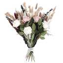 Ovveroche 40 PCS Boho Dried Flowers Bouquet with Pampas Grass Eucalyptus Baby Breath Bunny Tail Roses for Rustic Wedding Farmhouse Decor Home Centerpieces