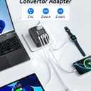 DOACE 220V to 110V Converter 350W Voltage Converter US to Europe for Hair Straightener/Curling Iron Converter for European Travel with 4-Port USB Charging and UK/AU/US/EU Worldwide Plug Adapter
