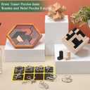 Yilloog 11 Pcs Metal Puzzle Bulk IQ Brain Teaser Puzzles for Games Educational Wooden and 3D Puzzles Unlock Interlock Box Easter for Party Favor Teens Adults Challenge Gifts(B Style)