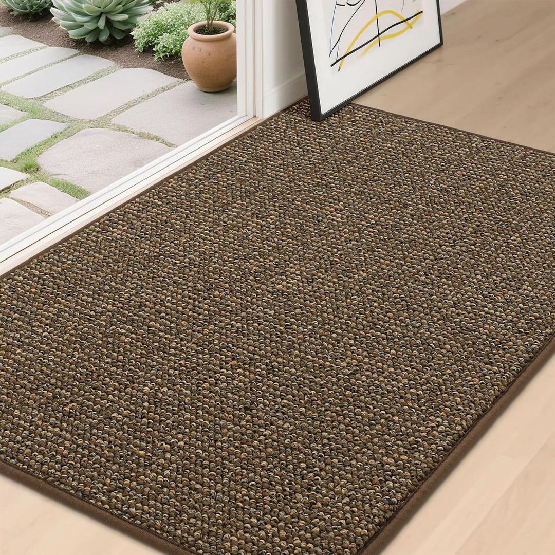 BEQHAUSE Dirt Trapper Door Mat 32" x 48", Non-Slip Washable Doormats Entrance Mat, Dirt Resistant and Absorbent Welcome Mat, Low Profile Floor Mats for Front Back Door and Entryway, Brown