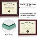 16x20 Diploma Frames 14x18 with Blue Mat - Walnut Wood Finish | Shatter-Resistant Glass | for Wall Mounting | Gift for Graduations & Professional Certificate (1 Pack)