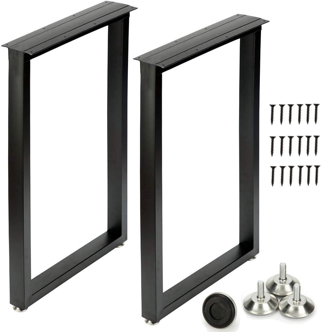 HOMEKAYT Desk Legs Metal Table Legs 28 Inch, Heavy Duty Metal Legs Multiple Uses for Dinning, Kitchen,Office Table(Rectangle Shape, 2pcs)-Black (28H x 17.7W)
