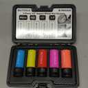 BILITOOLS 1/2 inch Drive Impact Lug Nut Socket Set, Metric 17-19 - 21 mm & SAE 13/16-7/8 inch Non-Marring Thin Wall Wheel Nut Socket