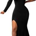 BEAGIMEG Women's Sexy Elegant One Shoulder Backless Evening Long Dress (Black, XL)