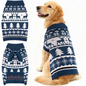 Christmas Dog Sweaters for  Dogs Girl Boy Knit Turtleneck Double Dog Sweater Clothes Winter Thick Warm Pet Puppy Outfit Snowflake Pattern for Holiday Christmas Size XL