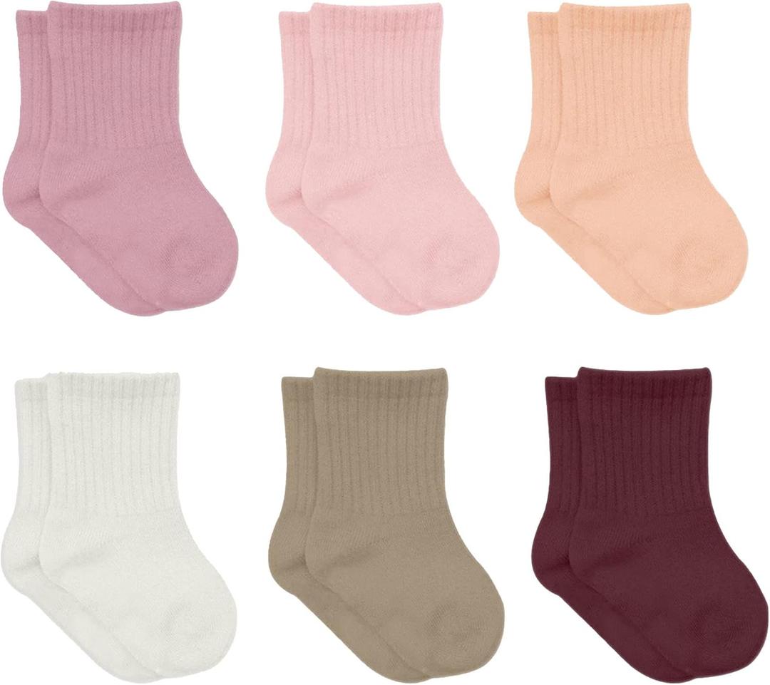 bistyle Baby Grip Ankle Socks 6 Pairs | Newborn Infant Toddlers Sock Organic Cotton | Kids Boys Girls Ankle, 0-6M