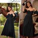 Scarlet Darkness Women Off Shoulder Corset Dress Sweetheart Fishboned Puff Sleeve Renaissance Dress (Black, M)