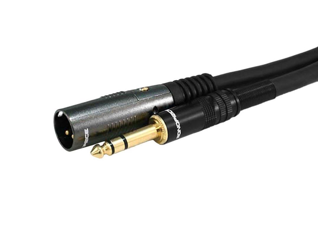 Monoprice XLR Male to 1/4-Inch TRS Male Cable - Gold Plated, High Fidelity and Eliminate Noise in the Recording Studio and On Stage, 16AWG, 6 Feet, Black, 6Ft