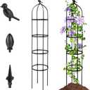 6FT Garden Obelisk Trellis for Climbing Plants,Adjustable 4-Tier Metal Plant Support,Rustproof Outdoor Plant Tower with 3 Decorative Tops for Roses,Tomatoes,Clematis & Vines,Black