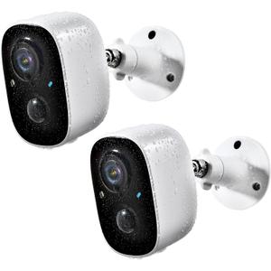Security Cameras Wireless Outdoor, Outdoor Camera Wireless 2-Way Talk Battery Powered Wi-Fi Cameras for Outside and Indoor 2K Night Vision AI Motion Detection Siren Alarm IP65 Weatherproof 2-Pack