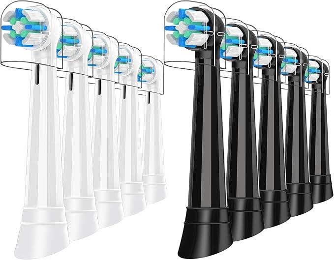 10 Pack iO Replacement Heads Compatible with Oral B iO, Brush Heads for iO 2 3 4 5 6 7 8 9 10 Series Electric Toothbrushs, Medium Softness, Specially Designed for Sensitive Gums, Black/White