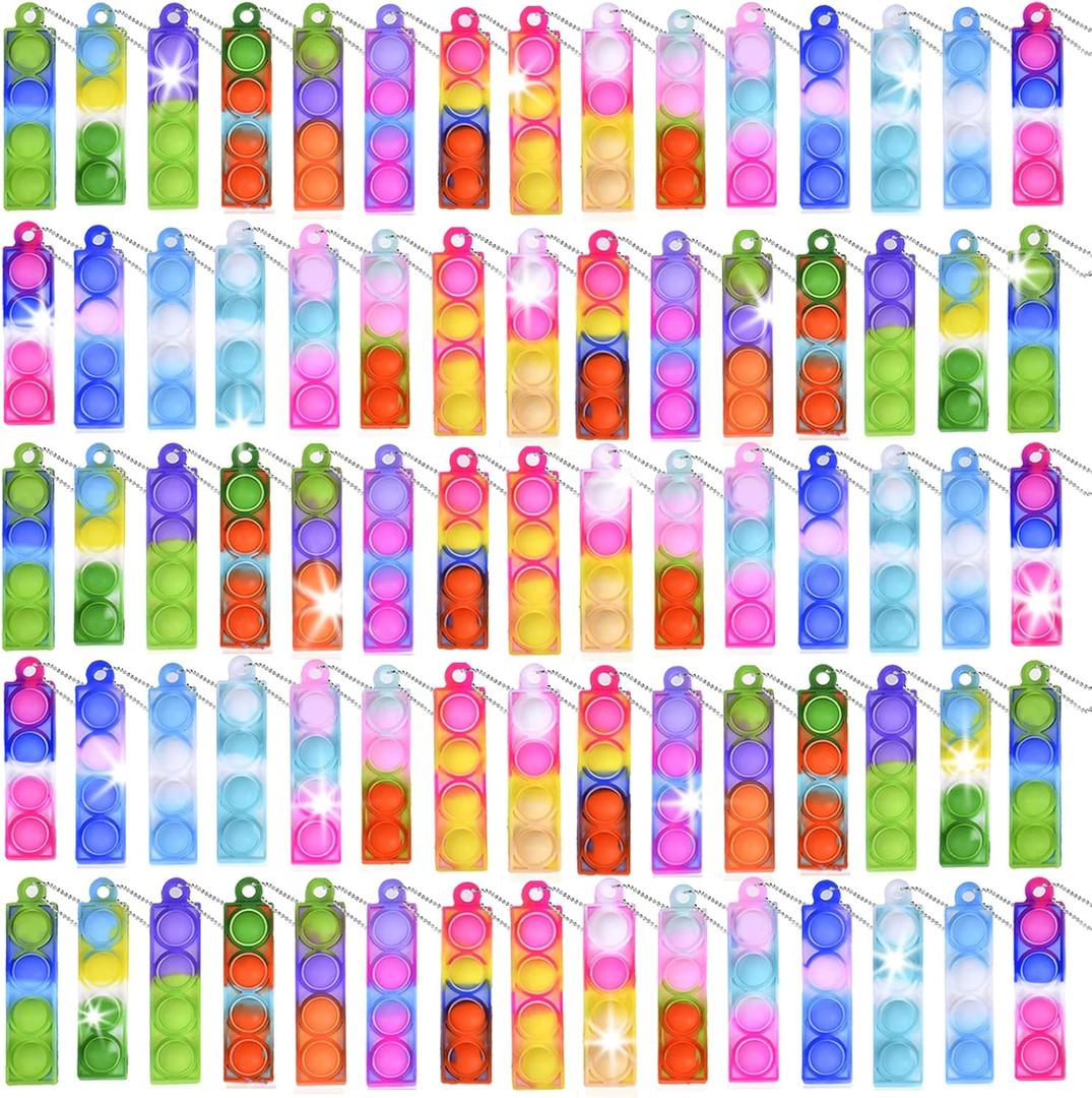75Pcs Party Favors for Kids 3-5 4-8 Fidget Toys Bulk Mini Pop Keychain Sensory Toys Stocking Stuffers Birthday Carnival Treasure Classroom Prizes Stress Relief Toy Easter Eggs Fillers