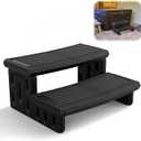 Hot Tub Steps, Non-Slip 2 Step Spa Stairs for Outdoor & Indoor, Black
29.5" Long Stool Pool Ladder,Heavy Duty Plastic Build, Tool-Free Assembly, Tread Surface for Spa, Pool, Patio, RV, Porch