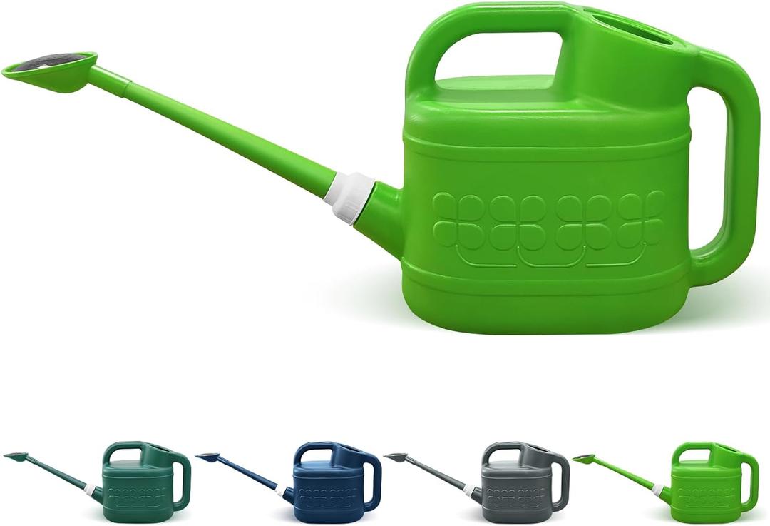 2 Gallon Watering Can for Outdoor Plants, Modern Watering Cans for House Plant Garden Flower, Plastic Watering Cans with Removable Nozzle and Long Spout (Light Green)
