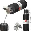 Stainless Steel Insulated Tea Infuser Bottle, Vacuum Insulated Water Bottle, Tea Tumbler with Separate Tea Compartment, 24-Hrs Insulation Commute Travel (Silver,32oz/1000ml) (33.8 Ounces) 