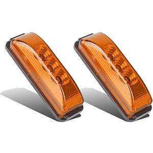 Partsam 2PCS 3 LED Truck Trailer Front Rear LED Side Marker Lights [DOT Approved] indicator Lamp Sealed & Waterproof Surface Mounted Installation Amber 3.9"