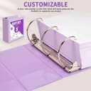 Sinload 6 Pcs 3 Ring Binder, 5 Inch Large Capacity 3 Slant D Ring Binders with Pockets, 8.5" x 11" Presentation Folder View Binder with Customizable Clear Cover for Documents Files Projects (Purple)
