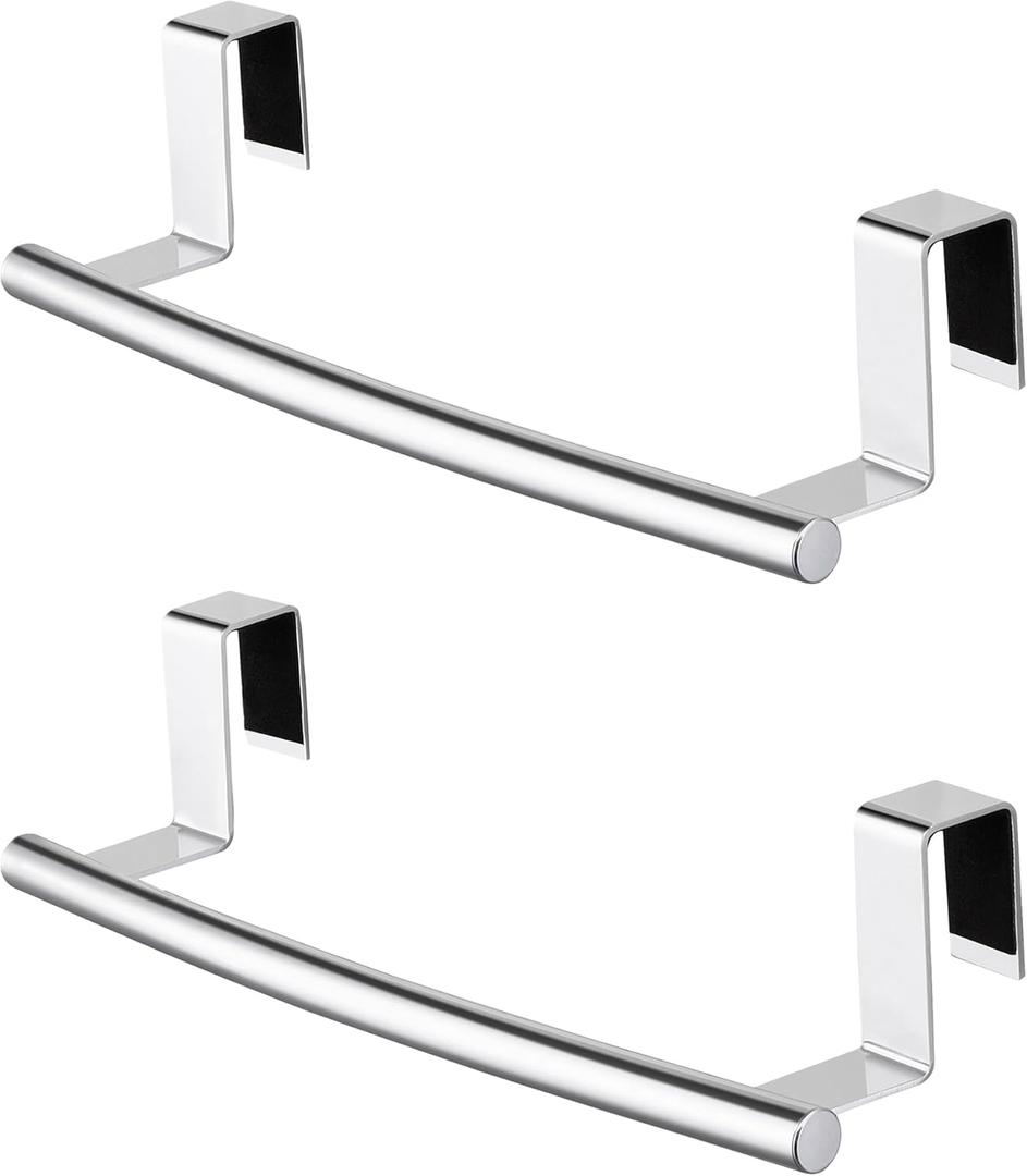 KES Over The Cabinet Door Towel Rack, Kitchen Towel Rack Over Cabinet Towel Bar Towel Holder SUS304 Stainless Steel 2 Pack Polished Steel, KTH200S26-P2