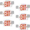 Exit Signs with Emergency Lights, Adjustable Double Head - Hardwired with Battery Backup for Business, AC 120-277V, UL924 & ETL Certified, Wall/Ceiling Mount 6-Pack