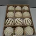 3.15INCH Beige Velvet Ornaments for Christmas Tree, 12PCS Glitter Flocked Christmas Ornaments Decorations Balls Set Decor