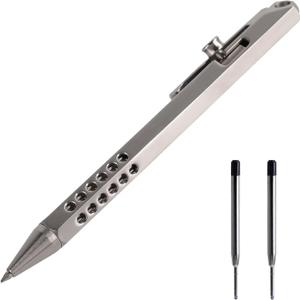 SMOOTHERPRO Titanium 6-Edge Bolt Action Pen - Hexagonal EDC Pen with 2 Refills, Lightweight Hollow Design for Professional Writing & Daily Carry Natural(SE401)