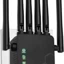 WiFi Extenders Signal Booster for Home Long Range Up to 11000 sq.ft for 35+ Devices,Internet Extender WiFi Booster, Long Range WiFi Extender,with 6 Antennas 360 Full Coverage Ethernet Port (Black)