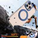 for iPhone 16 Pro Clear MagSafe Case with 360 Rotatable Magnetic Stand Ring [16ft Protection] Scratch Resist Anti Yellow Slim Transparent Case 1 Screen Protector for iPhone 16 Pro 6.3"(Blue)