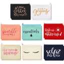 Weewooday 16 Packs Make up Bags Bulk Multicolor Funny Canvas Makeup Bags Travel Cosmetic Inspirational Pouch with Zippers Cotton Toiletry Pouches for Women(Glitter Pattern)