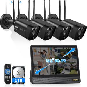 2-Way Audio & PIR Detection Dual Antennas Outdoor Wireless Security Camera System 5.5MP Wi-Fi Video Surveillance, Style: All-in-One 4-Cams