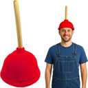 Nicky Bigs Novelties Funny Prank Red Toilet Plunger Hat - Retirement Party Hats - Plumber Costume Accessories - Over The Hill Party Supplies