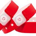 Plastic Party Red Wristbands-100 Pack Colored Vinyl Wristbands for Events-Waterproof Lightweight Security Wrist Bands for Bar Club Festival Music Meeting