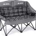 Huskfirm Padded Double Camping Chair High Back 2 Person Camping Chair Oversized Camping Loveseat Support 800LBS Heavy Duty Camping Couch with Cup Holders, Cooler, Carry Bag, Blue, 32 inches x 22 inches x 38 inches