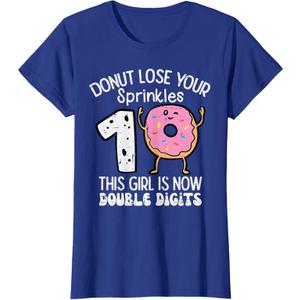Donut Lose Your Sprinkles 10 10th Birthday Party Girls Kids T-Shirt M