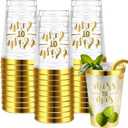 Funnymoom 36 Pcs Wedding Miss to Mrs Cups 12 oz Gold Plastic Cups Disposable Bridal Shower Drinking Tumblers Clear Wine Glasses Tumblers for Engagement Bachelorette Supplies Party Favors(Gold)
