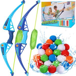 25Pcs Reusable Water Balloons with 2pcs Bow and Arrow for Kids, Pool Beach Water Fight Equipment for Boys and Girls, Outdoor Summer Toys for Kids Ages 3-12