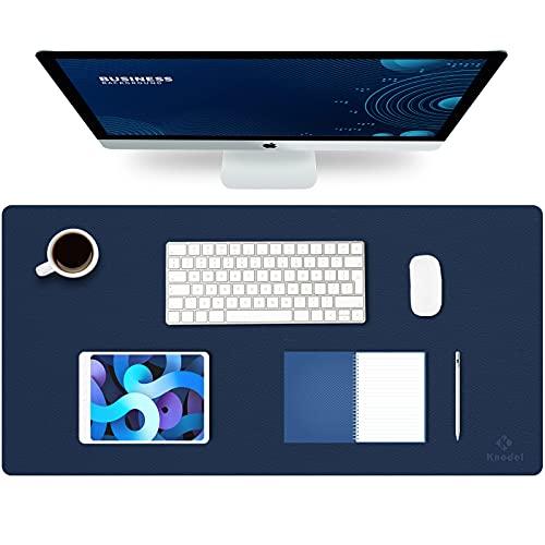 K KNODEL Large Office Leather Desk Mat, Mouse and Keyboard Pad, Computer and Laptop Mat, Desktop Protector and Cover, Writing Pad and Blotter (31.5"x15.7", Dark Blue)