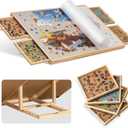 Becko US 1000-Pc Tilting Puzzle Board with 4 Drawers & Cover, Adjustable Jigsaw Puzzle Table with Built-in Easel/Stand, Portable Boards with Puzzles Storage for Adults, with Flannel Tabletop