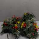 Glintoper Pre-lit Christmas Urn Filler, Lighted Artificial Mini Xmas Pine Trees with Tripod Stake, Light Up 8 Modes & Timer, Battery Powered Outdoor Planter Filler Festival Holiday Home Decor, 2 Pack