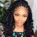 Goddess Box Braids Crochet Hair 10 Inch Bohemian Box Braids Crochet Hair with Curly Ends Boho 3X Synthetic Crochet Braiding Hair for Women (7 pack, 1b#)