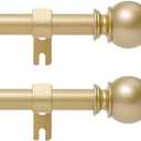 Gold Curtain Rod for Windows 28 to 48 Inch, 2 Pack 5/8 Inch Diameter Adjustable Rod With Brackets, Heavy Duty Easy to Install Outdoor Curtain Rods for Bedroom, Patio