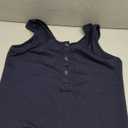 AlvaQ Rompers for Women Solid Color Casual Sleeveless Textured Button Down Short Jumpsuits with Pockets, Size: L