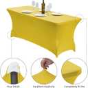 CWK 4FT Waterproof Stretch Spandex Table Cover for Rectangular Tables - Elastic Fitted Tablecloth for Folding Tables,Wrinkle Resistant Table Cloth for Parties, Weddings, Banquets & Events (Yellow)