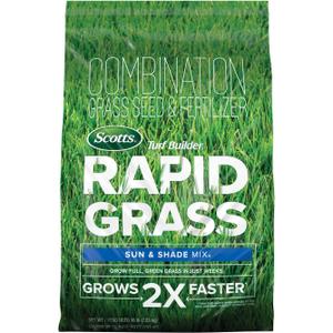 Scotts Turf Builder Rapid Grass Sun and Shade Mix, Combination Grass Seed and Fertilizer, Grows Green Grass in Just Weeks, 16 lbs.