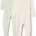 Amazon Essentials x Sofia Grainge Unisex Toddlers and Babies' Snug-Fit Cotton Footed Pajamas (6-9 Months, Ivory/Pale Green)