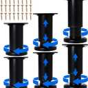 6 Pcs Adjustable Height Furniture Support Legs [with Screws] 3.15-4.72 inch, Metal Heavy Duty Furniture Replacement Legs for Chair/Bed/Sofa/Cabinet/Couch/Dresser/Bed/Table (Black)