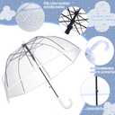 Kacctyen 4 Pcs Kids Clear Windproof Bubble Umbrella Auto Open Rainproof Transparent Umbrella for Children Boys Girls Outing (White Border)