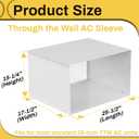 Through The Wall Air Conditioner Sleeve, 26 Inch AC Wall Sleeve with Ventilation Grille, Universal AC Wall Sleeve for TTW Air Conditioner Units, Weather Resistant & Keep Out Leaves